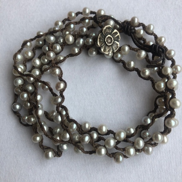 Chan Luu Pearl and Brown Wrap Bracelet - Picture 1 of 4